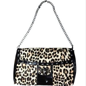 White House Black Market handbag shoulder bag clutch leopard print leather